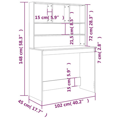 vidaXL - Schreibtisch mit Regal Sonoma-Eiche 102x45x148 cm Holzwerkstoff