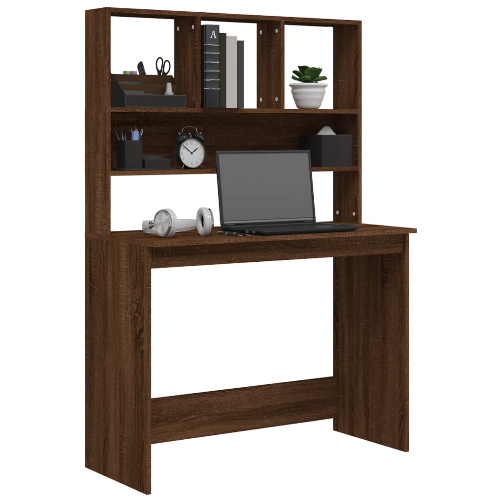 vidaXL - Schreibtisch mit Regal Braun Eiche 102x45x148 cm Holzwerkstoff