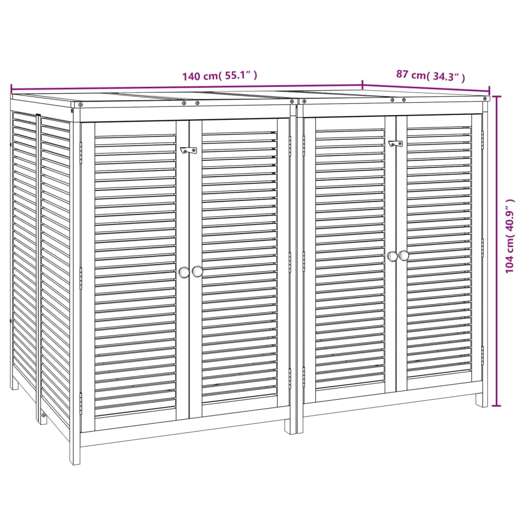 vidaXL Gartenbox 140x87x104 cm Massivholz Akazie