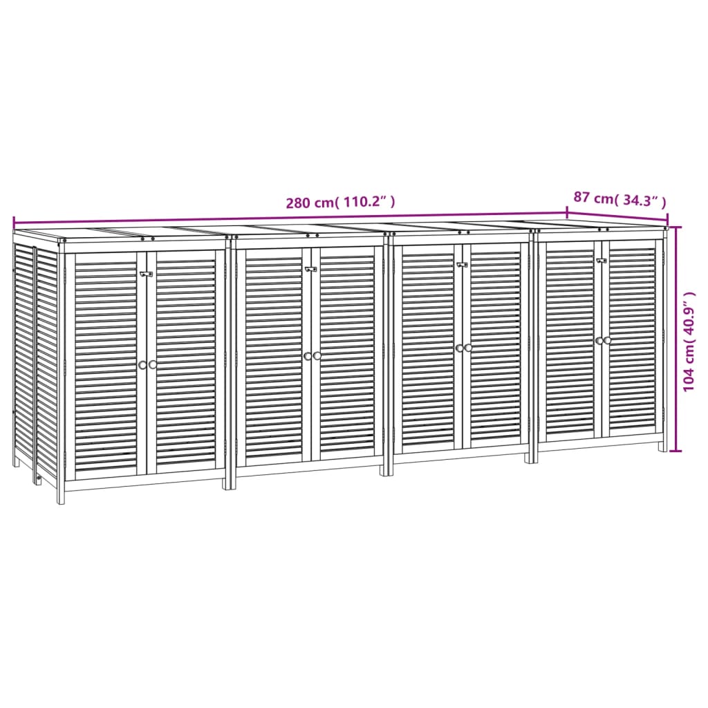 vidaXL Gartenbox 280x87x104 cm Massivholz Akazie