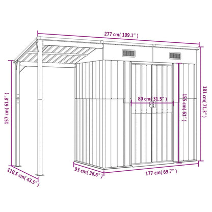 Geräteschuppen, Gartenschrank Wetterfest, Gerätehaus metall, Gartenhaus mit Schleppdach, Outdoor schrank, Stahl, vidaXL, 8