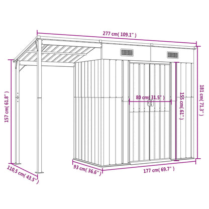 Geräteschuppen, Gartenschrank Wetterfest, Gerätehaus metall, Gartenhaus mit Schleppdach,  Outdoor schrank, Stahl, vidaXL, 8