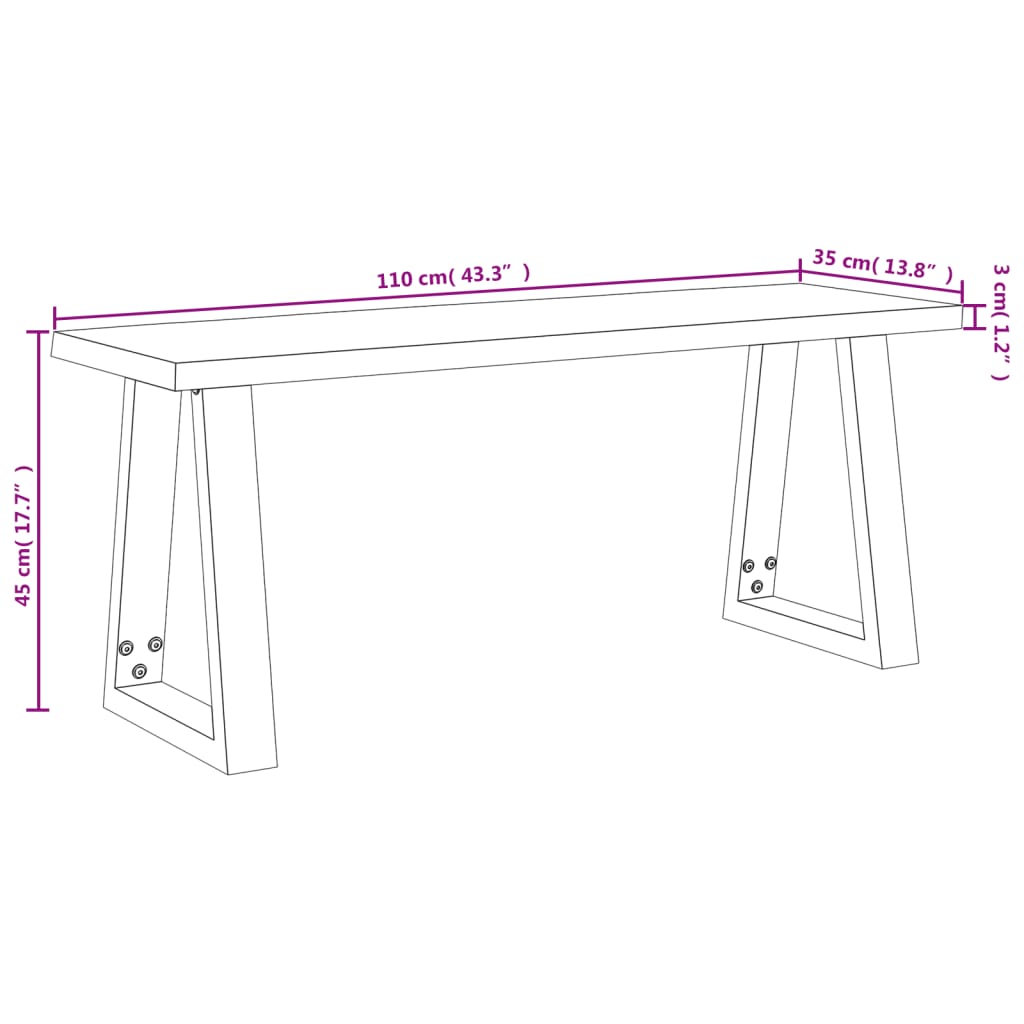 Sitzbank, Bank Baumkante 110 cm Massivholz Akazie, vidaXL, 9