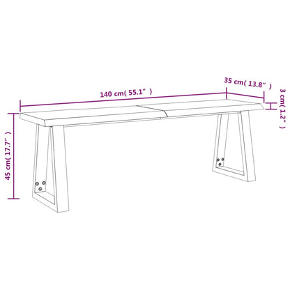 Sitzbank, Bank Baumkante 140 cm Massivholz Akazie, vidaXL, 9