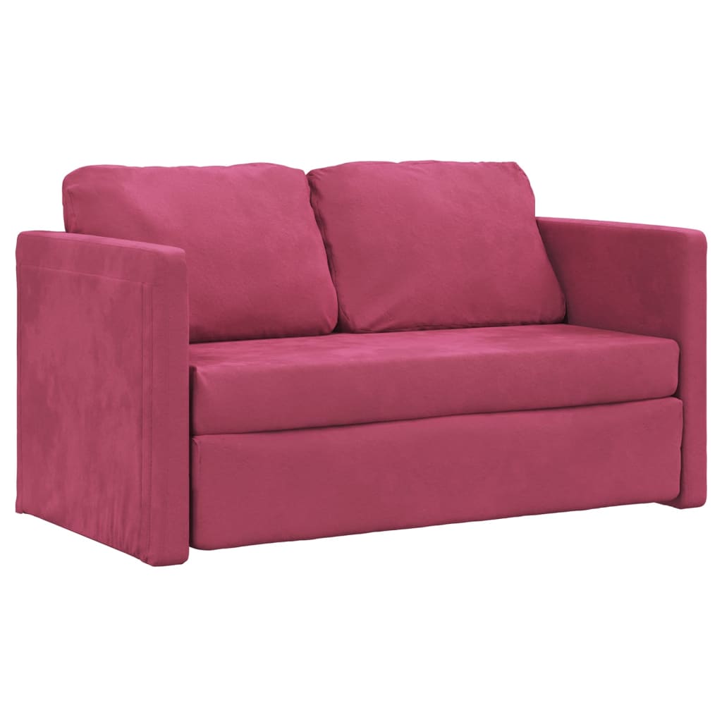 vidaXL Bodensofa mit Schlaffunktion Weinrot 122x204x55 cm Samt