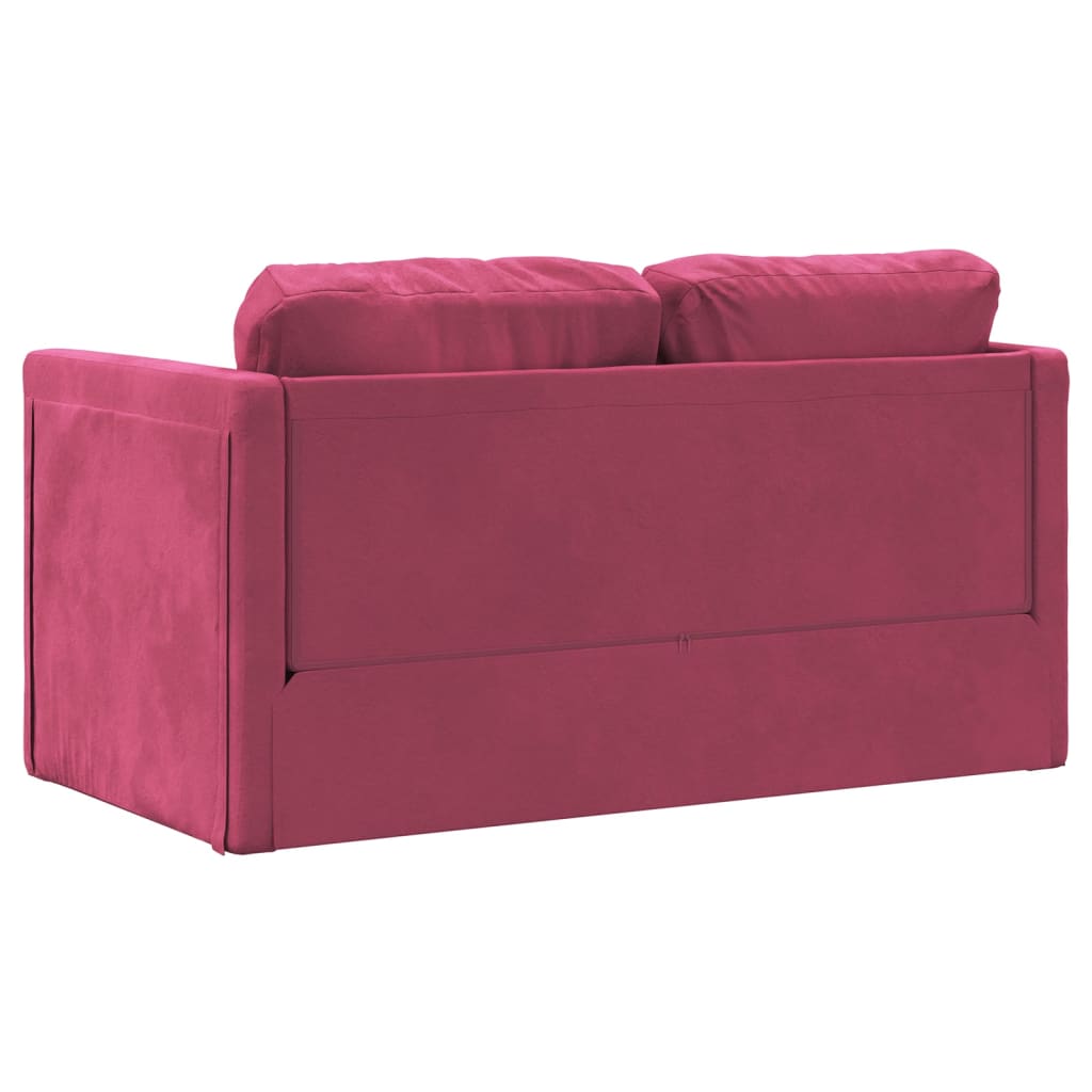 vidaXL Bodensofa mit Schlaffunktion Weinrot 122x204x55 cm Samt