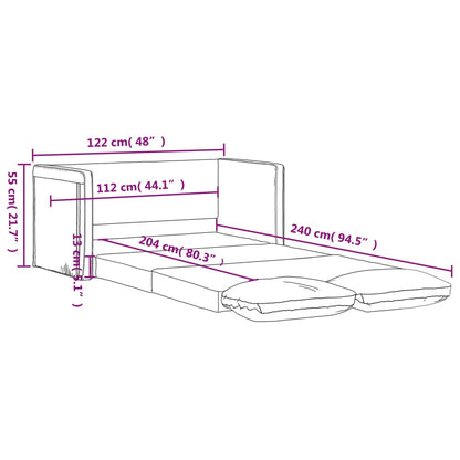 vidaXL Bodensofa mit Schlaffunktion Weinrot 122x204x55 cm Samt