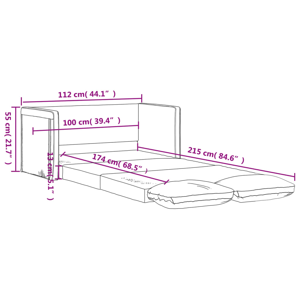 vidaXL Bodensofa mit Schlaffunktion Dunkelgelb 112x174x55 cm Stoff