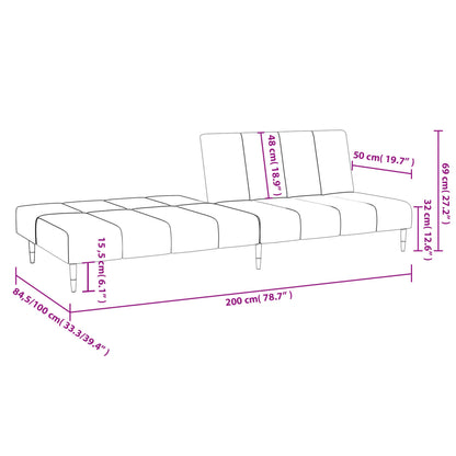 vidaXL Schlafsofa 2-Sitzer Hellgrau Samt