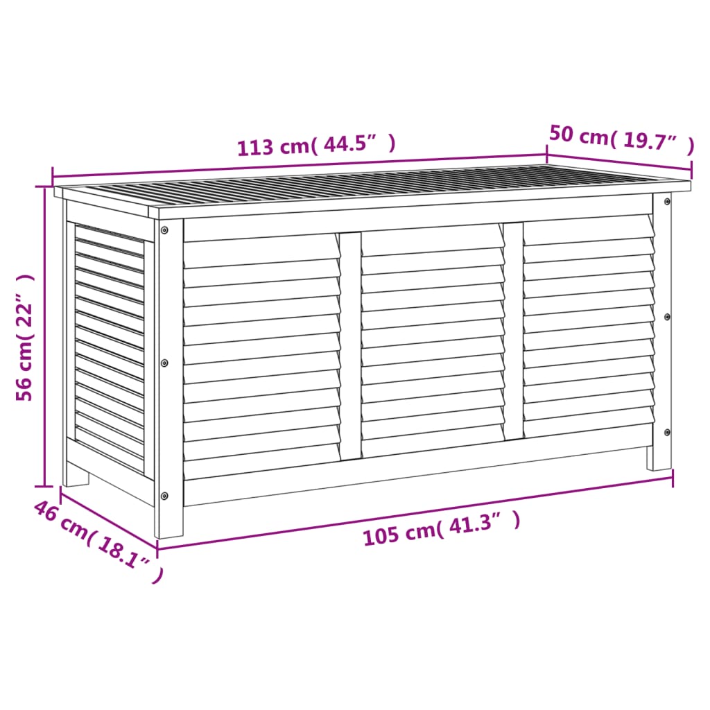 vidaXL Gartenbox mit Lüftungsschlitzen 113x50x56 cm Massivholz Akazie