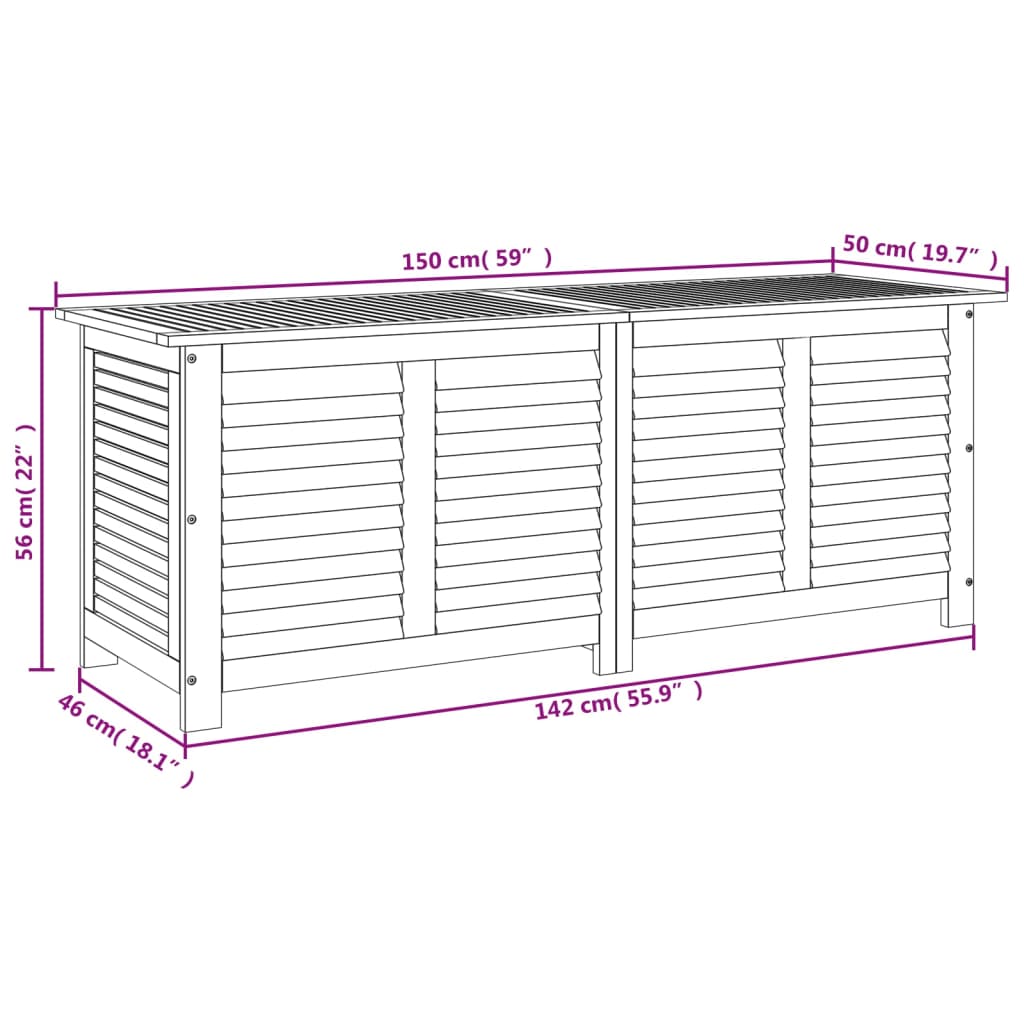 vidaXL Gartenbox mit Lüftungsschlitzen 150x50x56 cm Massivholz Akazie