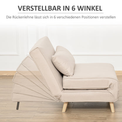 HOMCOM - Schlafsofa Einzelsofa Sofabett, Klappsofa mit verstellbarer Rückenlehne, nordisch, Leinenimitat