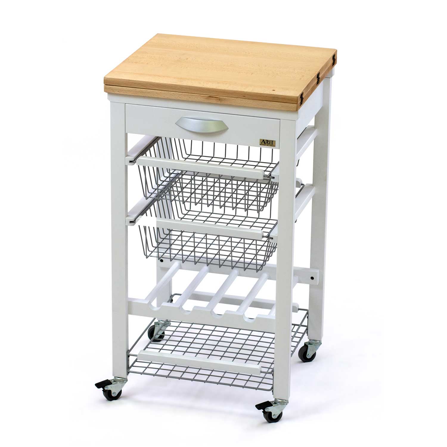 ARIT - Küchenwagen mit arbeitsplatte GASTONE, Arbeitsfläche (50 bis 100 cm) Küchenrollwagen, Küchenwagen holz, Weiß, 1
