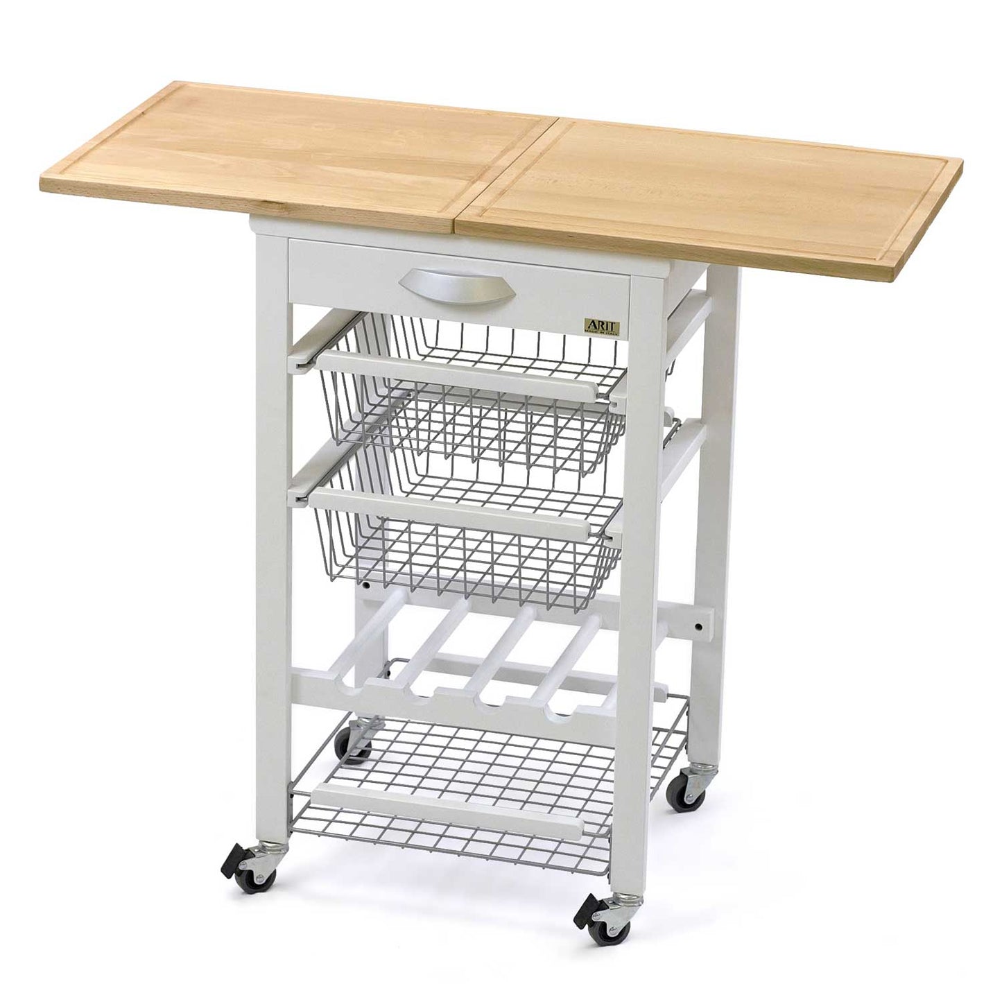 ARIT - Küchenwagen mit arbeitsplatte GASTONE, Arbeitsfläche (50 bis 100 cm), Küchenrollwagen, Küchenwagen holz, Weiß, 2