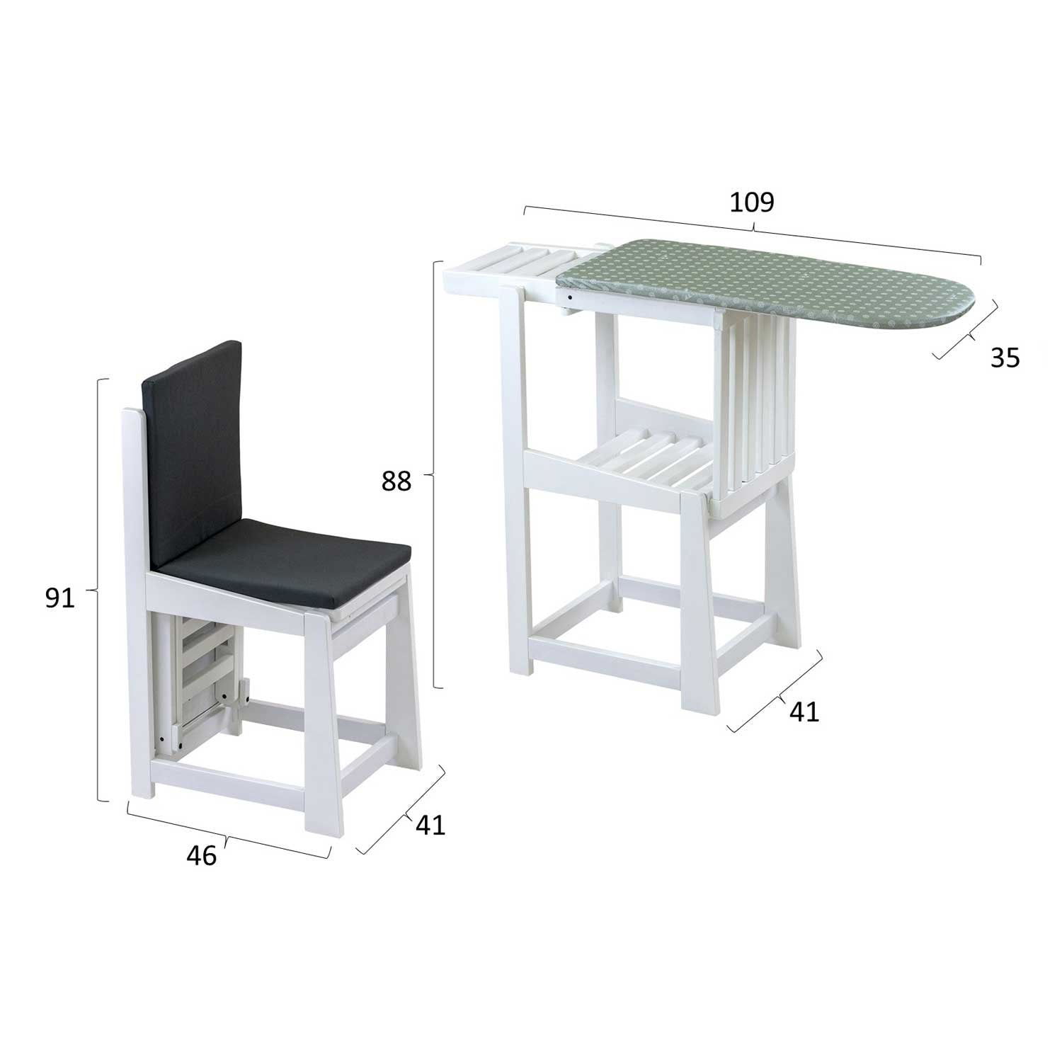 Bügelbrett, Bügelbrett Stuhl, 2-in-1, Bügeltisch, mit Arbeitsplatte und Bügeleisenhalter, ARIT SINFONIA, 7