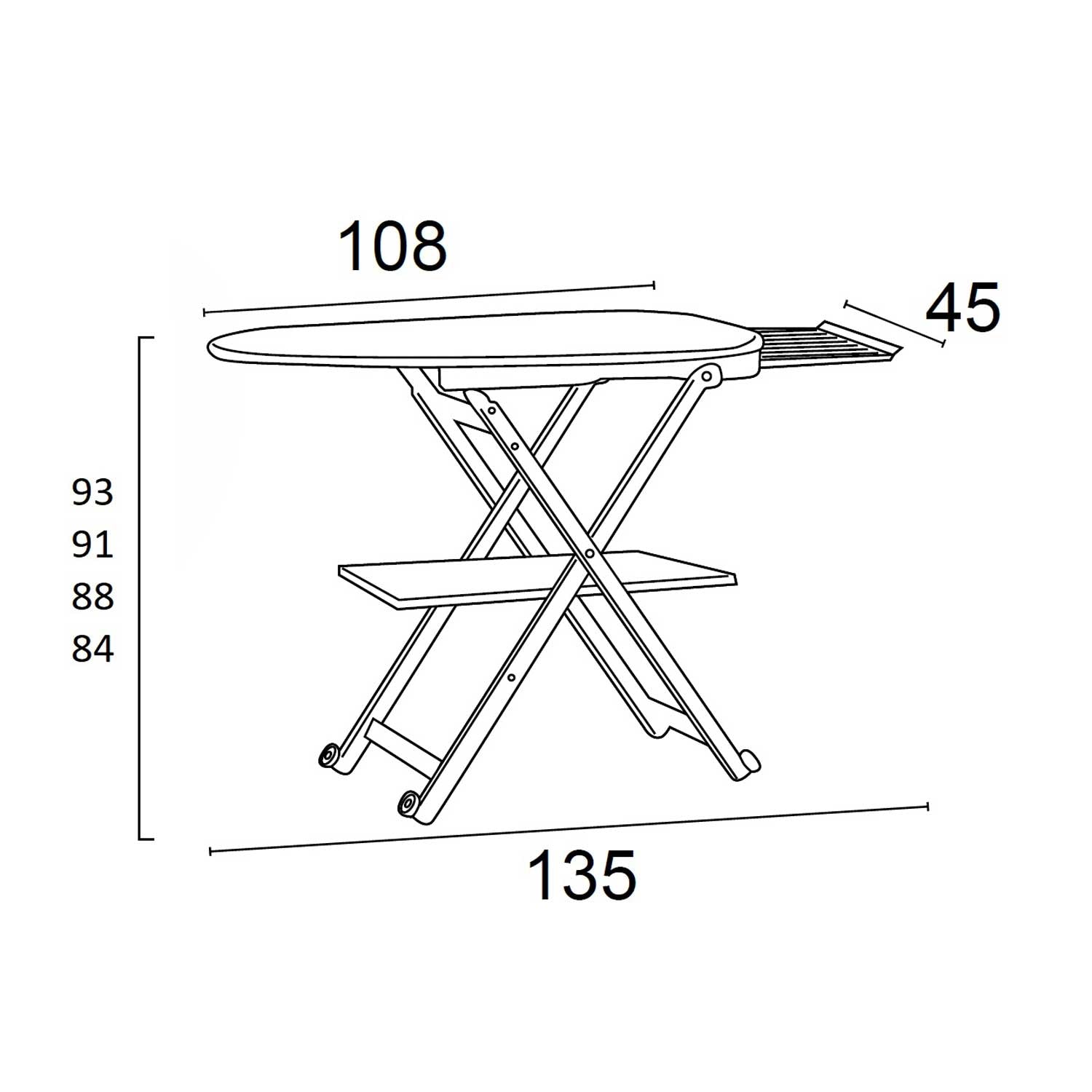 Bügeltisch, Bügelbrett Holz, Gestell aus massiver Buche, Bügelbrett Klappbar, Höhenverstellbar, Made in Italy, Stirocomodo, 5
