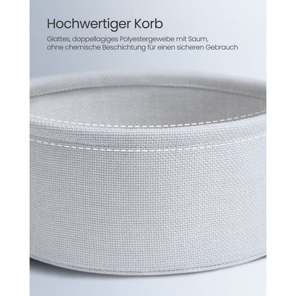 Beistelltisch rund, D 50 cm, mit Korb aus Stoff, Couchtisch klein, Sofatisch, Wohnzimmertisch, blassblau-eisblau, VASAGLE, 3