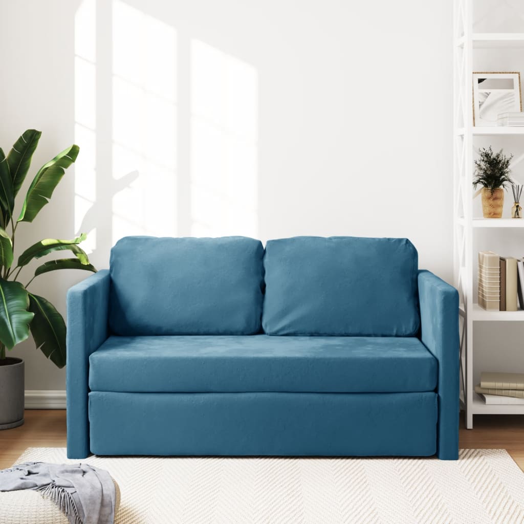 Bodensofa, Boden Sofa, Bodencouch, Bodensofa mit Schlaffunktion,122x204x55 cm, Samt, Blau,vidaXL, 11
