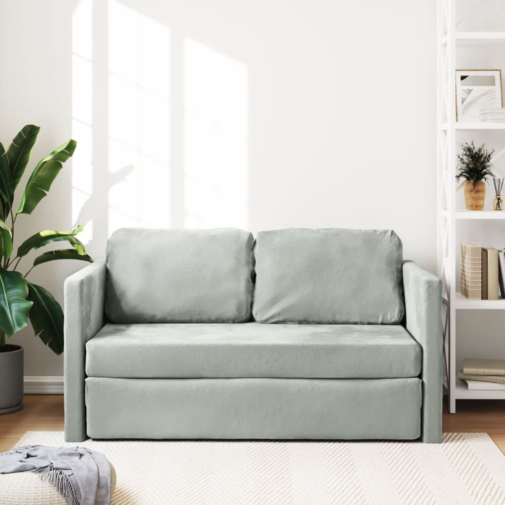 Bodensofa, Boden Sofa, Bodencouch, Bodensofa mit Schlaffunktion, 122x204x55 cm, Samt, Hellgrau, vidaXL, 11