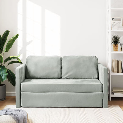 Bodensofa, Boden Sofa, Bodencouch, Bodensofa mit Schlaffunktion, 122x204x55 cm, Samt, Hellgrau, vidaXL, 11