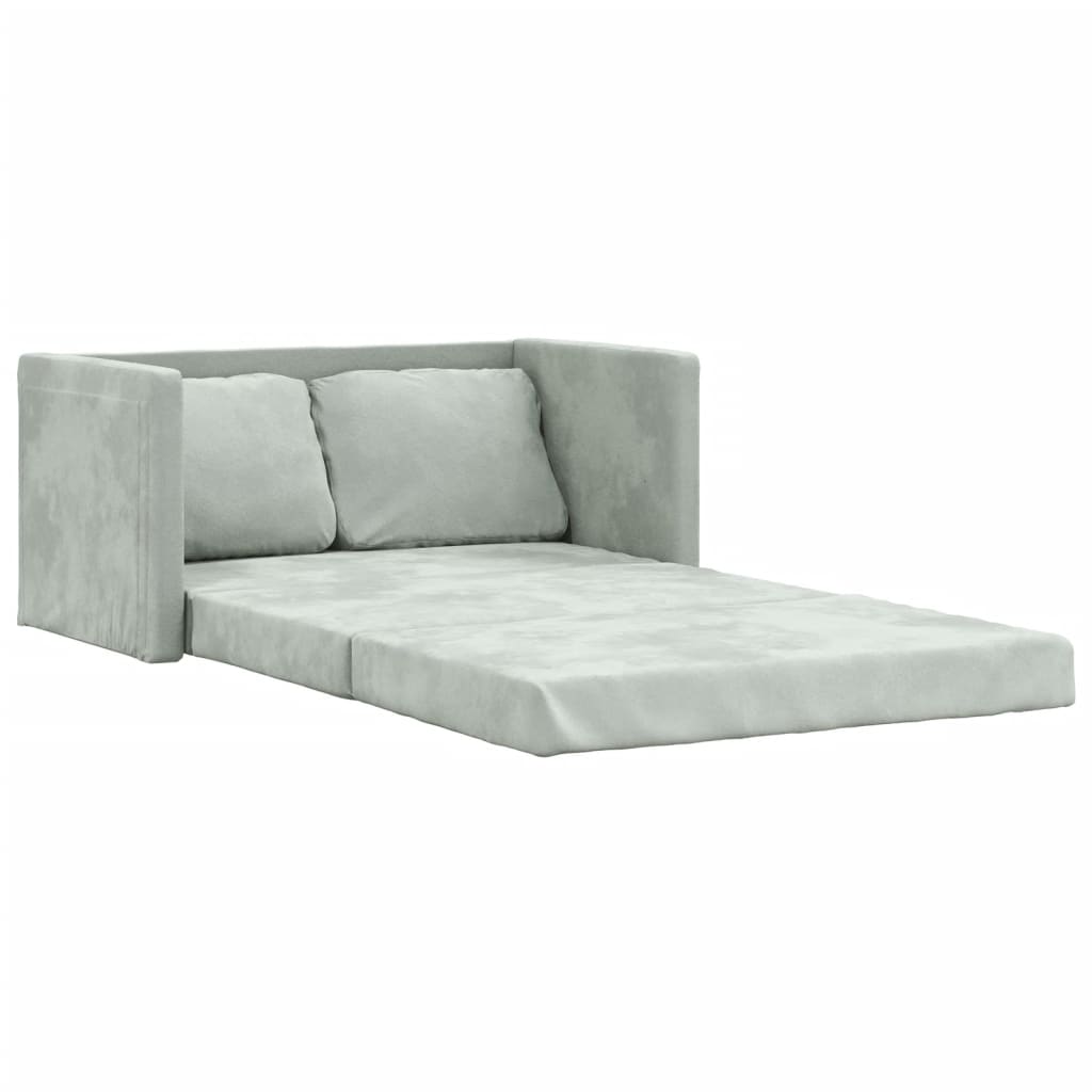 Bodensofa, Boden Sofa, Bodencouch, Bodensofa mit Schlaffunktion, 122x204x55 cm, Samt, Hellgrau, vidaXL, 3