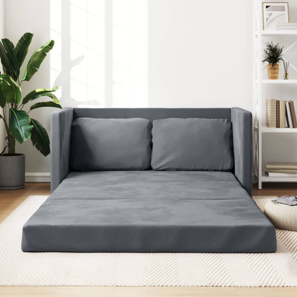 Bodensofa, Boden sofa, Bodencouch, Bodensofa mit Schlaffunktion, Bodensofa klappbar, Samt, Dunkelgrau, vidaXL, 2