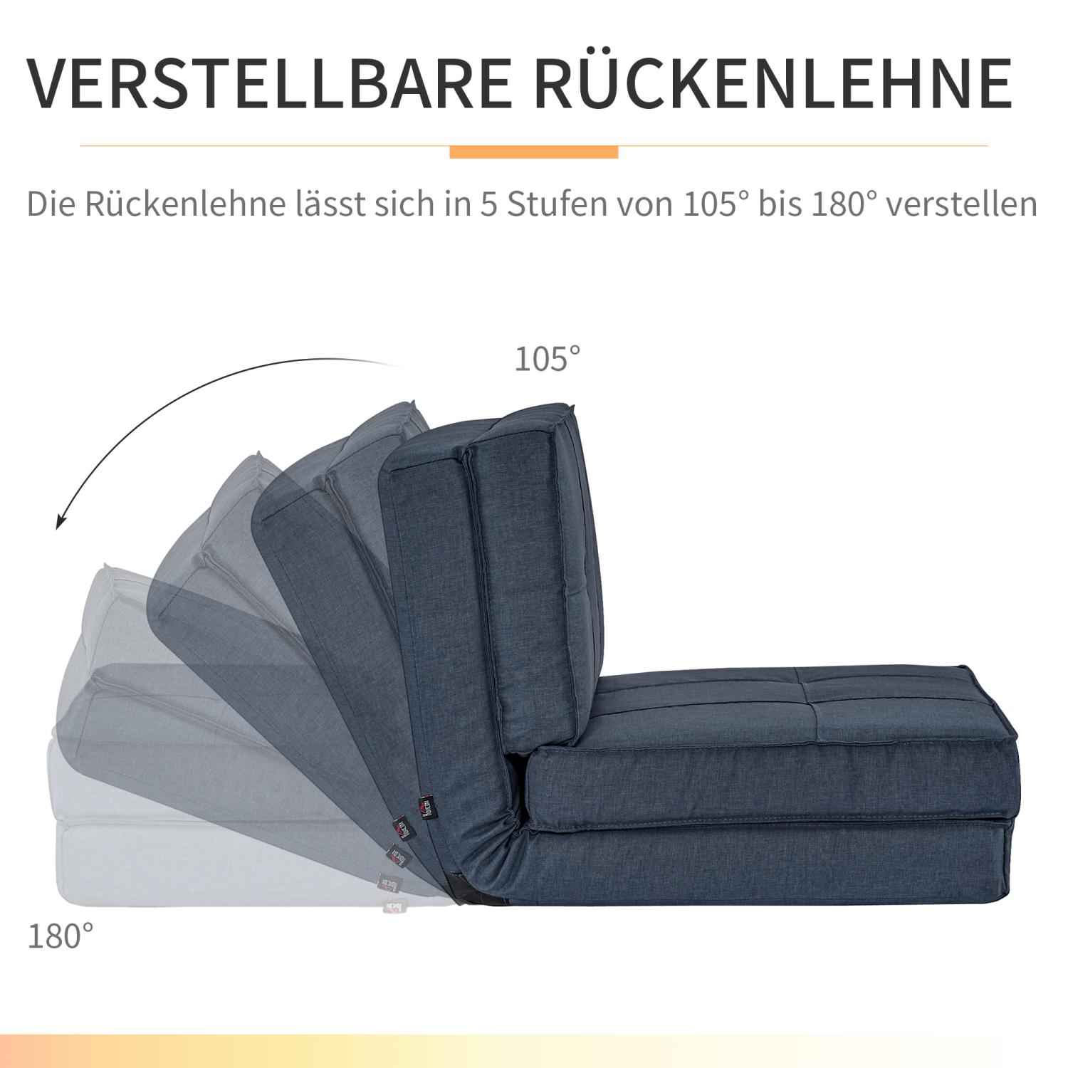 Bodensofa, Bodensessel klappbar Schlafsessel Bodenstuhl 5-stuhfig verstellbar Klappsessel Schlafsofa, HOMCOM, 3