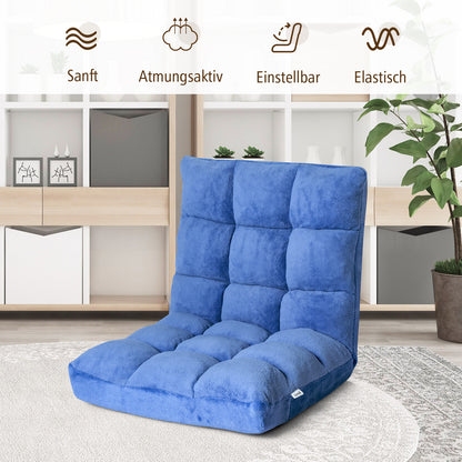 Bodensofa, Bodenstuhl verstellbar Bodensessel mit Rückenlehne Bodenkissen 105 x 56 x 15 cm Blau, Costway, 4
