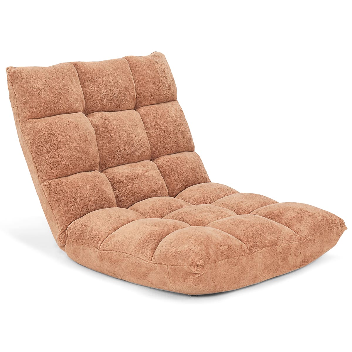 Bodensessel, Bodensofa, Bodenstuhl mit Rückenstütze Liegestuhl aus Korallensamt 105 x 56 x 15 cm Beige, Costway, 1