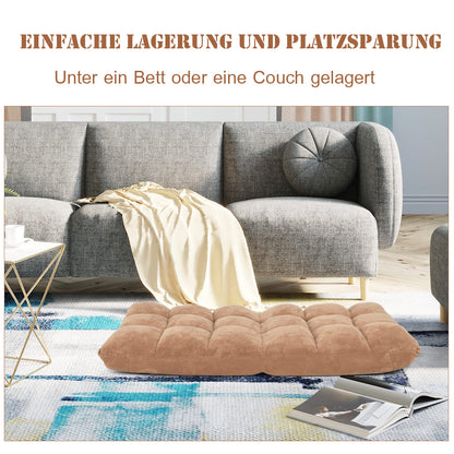Bodensessel, Bodensofa, Bodenstuhl mit Rückenstütze Liegestuhl aus Korallensamt 105 x 56 x 15 cm Beige, Costway, 5