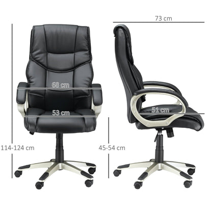 Bürostuhl, Ergonomischer Bürostuhl, Drehstuhl, Gamingstuhl, Schreibtischstuhl, Chefsessel, mit Wippfunktion, Schwarz, HOMCOM, 8