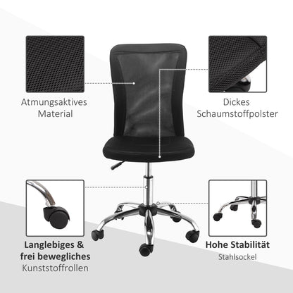 Bürostuhl, Ergonomischer Bürostuhl, Gamingstuhl, Höhenverstellbarer, Drehstuhl - 360°, bis 100 kg, Schwarz, Vinsetto, 3