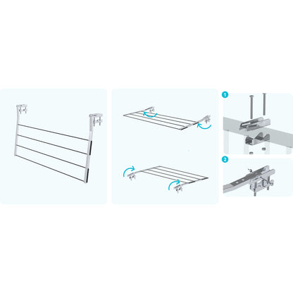 Wäscheständer Balkon, Balkonhalterungen, Verriegelt in 3 Positionen, Max. belastbar 15 kg, Wäscheleinen nicht enthalten, Colombo BALCONY Wäscheständer Balkon, 2