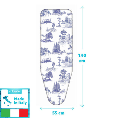 Bügelbrettbezug XL, 140×55 cm – Zweischicht-Bügeltischbezug aus Bio-Baumwolle & dickem Molton, mit Clip, Made in Italy, Colombo Tuscan Summer, 3