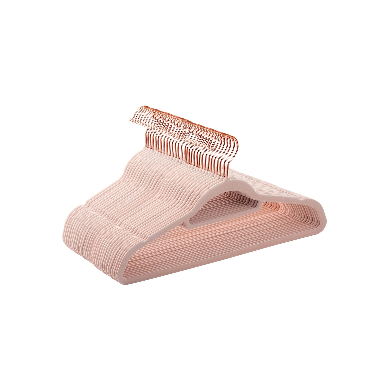 Kleiderbügel Samt, 30er Set, Hosenbügel, 43,5cm, Samtbügel, mit Stange für Krawatten, Roségold-Rosa, SONGMICS, 2
