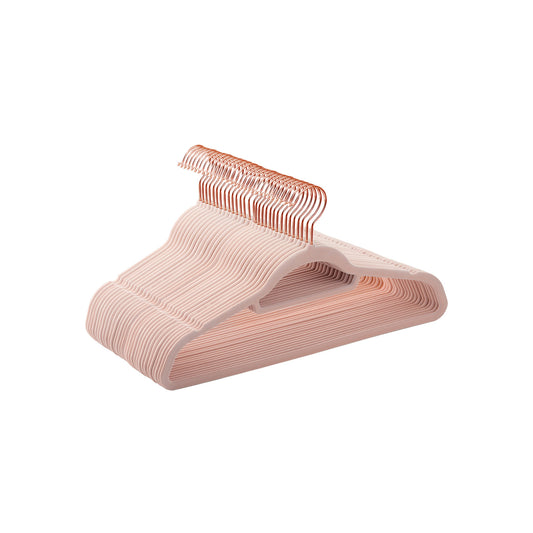 Kleiderbügel Samt, 30er Set, Hosenbügel, 43,5cm, Samtbügel, mit Stange für Krawatten, Roségold-Rosa, SONGMICS, 2