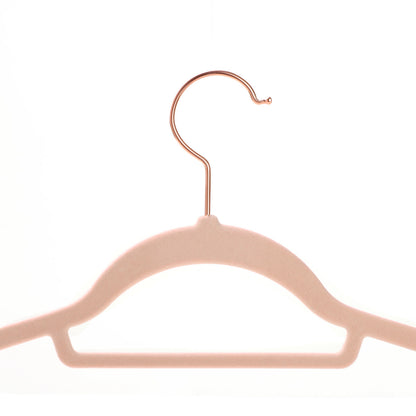 Kleiderbügel Samt, 50er Set, Hosenbügel, 43,5cm, Samtbügel, mit Stange für Krawatten, Roségold-Rosa, SONGMICS, 5