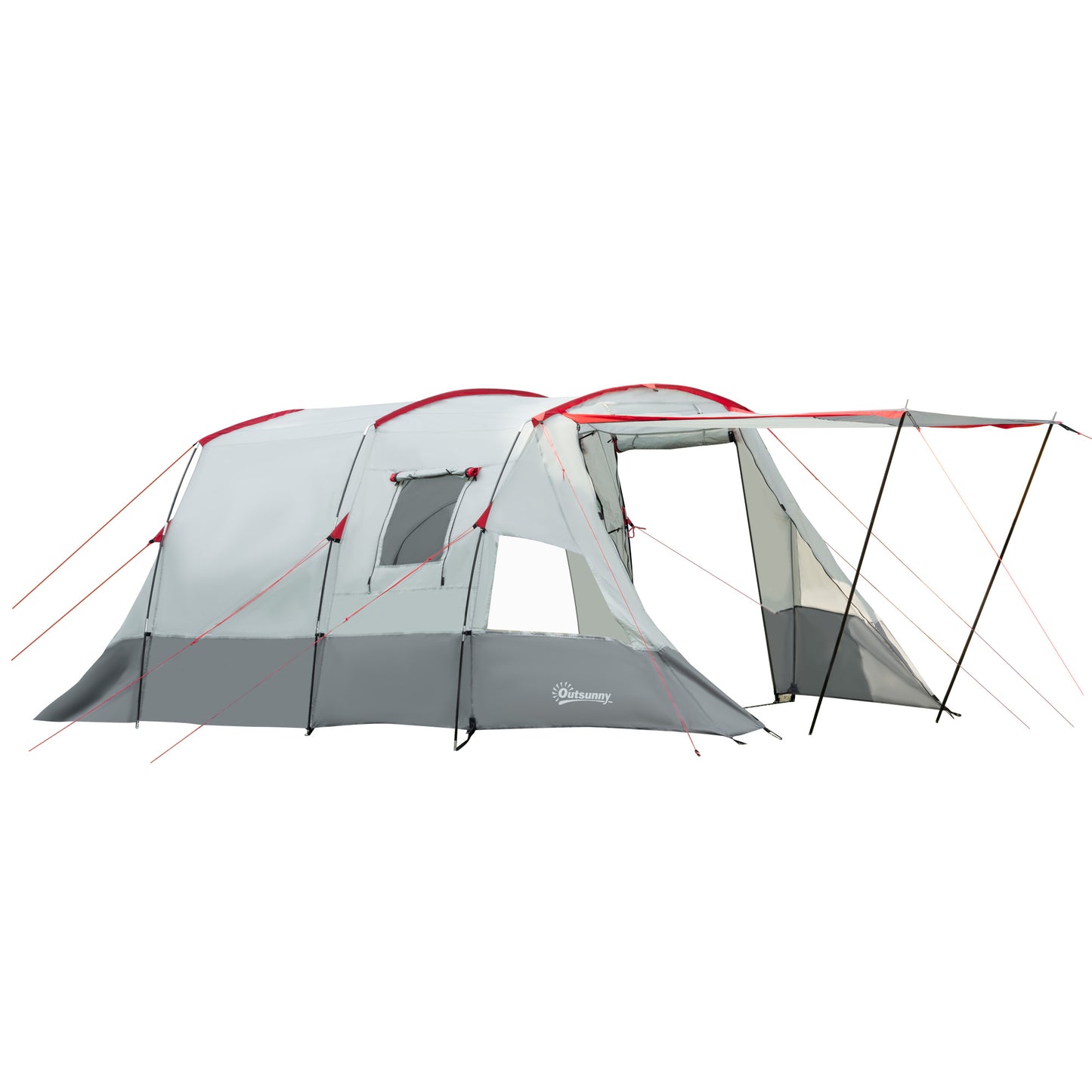 Camping Zelt, Tunnelzelt 8-Personen, Stabile Zelt, mit Schlafkabine, Wohnzimmer, Tragetasche, PU 2000mm, Outsunny, 7