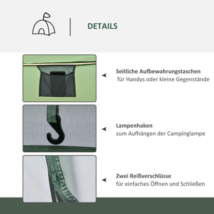 Campingzelt, Outdoor zelt, für 4-5 Personen, Kuppelzelt, mit Heringen, Polyester & B3 Gitter, Grau, Outsunny, 4