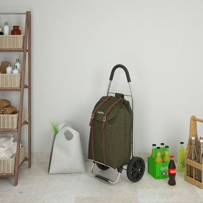 Einkaufstrolley, Einkaufswagen, mit XL-Rädern, wasserdichter Polyester-Tasche, 50 Liter, Grün, Colombo DAKAR, 1