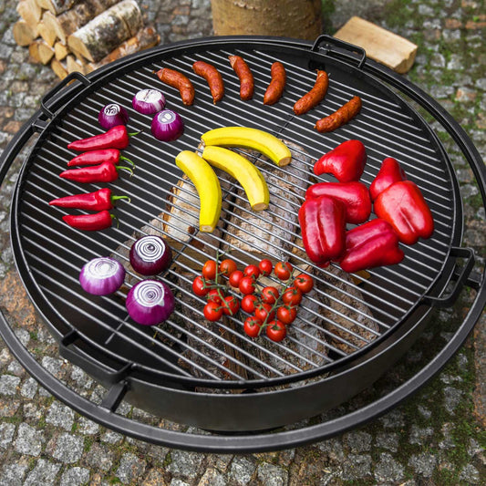 Grillrost mit 4 Griffen aus Rohstahl für Feuerschale - Dia. 70cm, Cook King, 1
