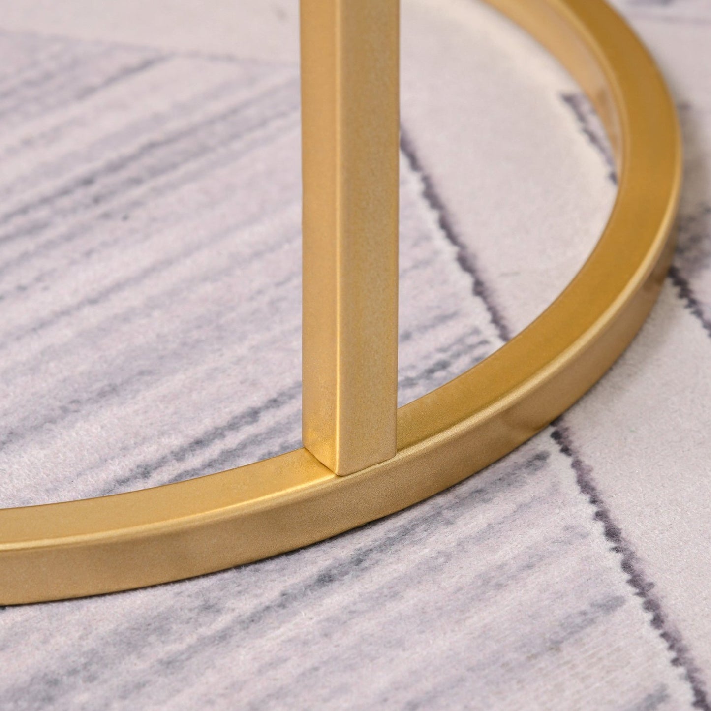 Couchtisch, Kaffeetisch, 2er Set, Beistelltisch mit erhöhtem Rand, Rund, Retrodesign, MDF Metall, Gold, HOMCOM, 7