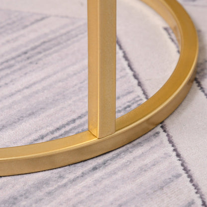 Couchtisch, Kaffeetisch, 2er Set, Beistelltisch mit erhöhtem Rand, Rund, Retrodesign, MDF Metall, Gold, HOMCOM, 7