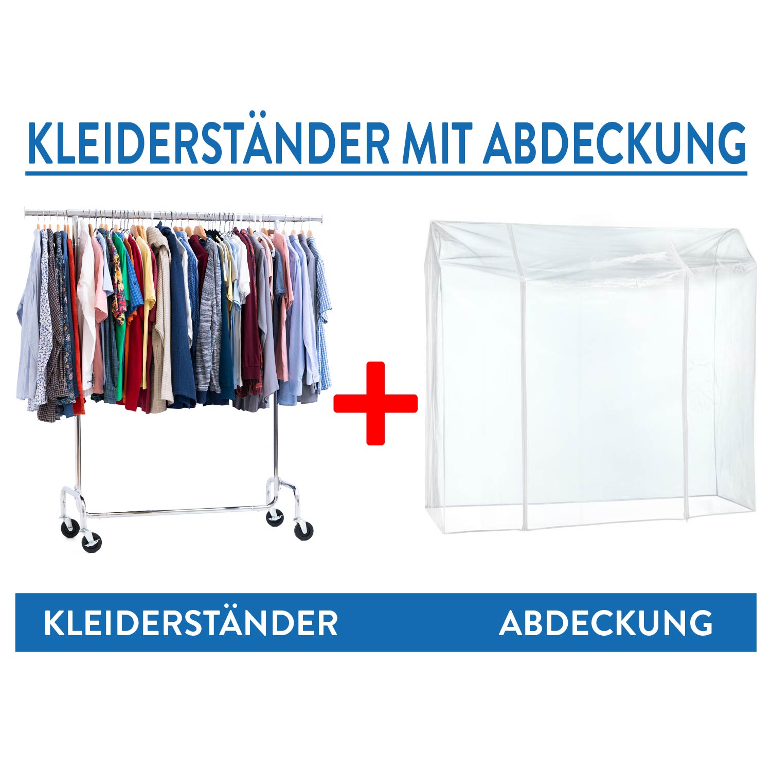 Schwerlast Kleiderständer mit Abdeckung, auf Rädern, bis 130 kg belastbar, Verstellbar, Verchromt Stahl, Tatkraft Didrik & Schild, 5
