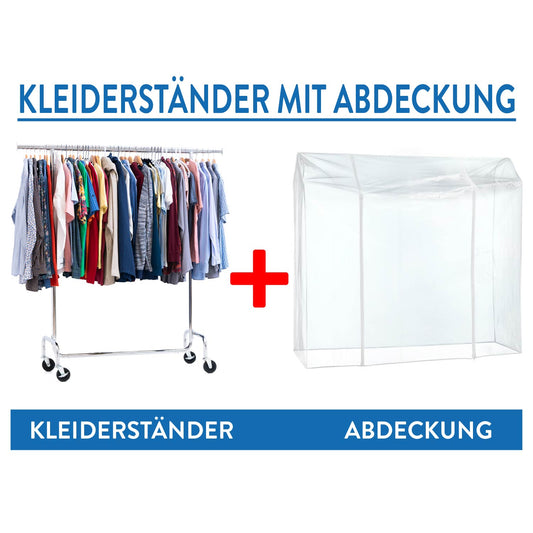 Schwerlast Kleiderständer mit Abdeckung, auf Rädern, bis 130 kg belastbar, Verstellbar, Verchromt Stahl, Tatkraft Didrik & Schild, 5