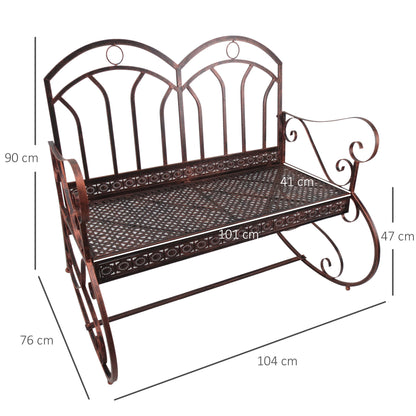 Outsunny - Gartenbank 2-Sitzer Metall Bronze-Rot