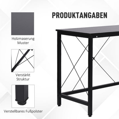 Eckschreibtisch, Computertisch, Schreibtisch groß, Bürotisch, L-Form Winkelschreibtisch, MDF, Schwarz, HOMCOM, 3