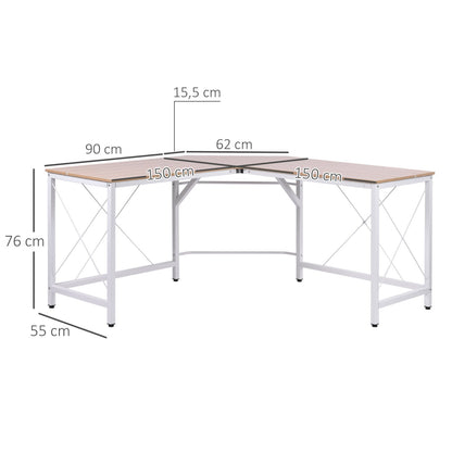 Eckschreibtisch, Computertisch, Schreibtisch groß, Bürotisch, L-Schreibtisch, Winkelschreibtisch, Weiß, HOMCOM, 4