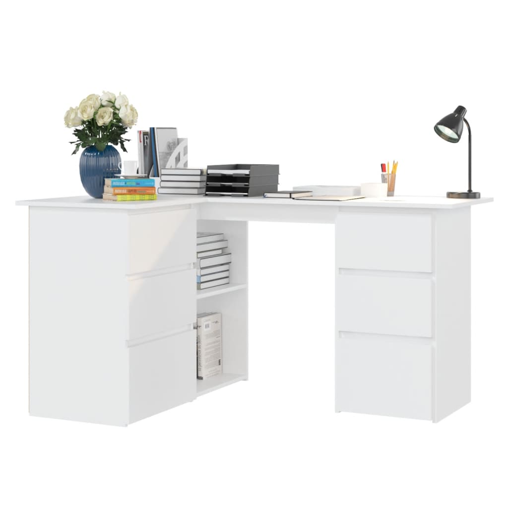 Eckschreibtisch, Schreibtisch Ecke, Schreibtisch Holz, Eck Schreibtisch, Schreibtisch L Form, Eckschreibtisch Weiß, vidaXL, 2