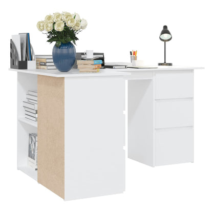 Eckschreibtisch, Schreibtisch Ecke, Schreibtisch Holz, Eck Schreibtisch, Schreibtisch L Form, Eckschreibtisch Weiß, vidaXL, 4